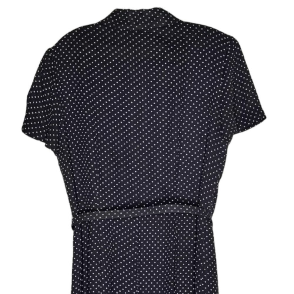 Brooks Brothers Dotted Belted Button Up Shirtwaist Dress - Navy/White - 14P - Picture 7 of 10